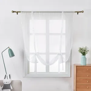 カーテンホワイトリボンシアーローマカーテンの窓窓バルーンの高さは、キッチンのために調整可能です小さな装飾