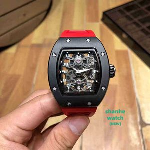 RM Watch Date Luxury Mens Mechanics Watch Wristwatch Wine Barrel RM17-01 Series Automatisk mekanisk keramisk fodral Tejp Män