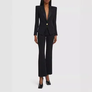 Women's Suits SuperAen Spring Autumn 2024 Split Suit Collar One Button Slim Regular Jacket Blazer