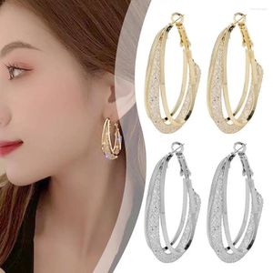 Dangle Earrings Shiny Gold Color For Women Fashion Smooth Oval Hoop Wedding Engagement Jewelry Gift