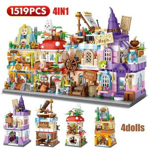 Blocks Mini City Street View Magic House Architecture Block Friend Picture Art Brick Toy Old Gift H240523
