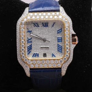 2023 modemärke VVS Moissanite Automatic Men Gift Watch Custom Luxury rostfritt stål Square Wrist Watch