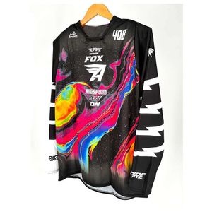 メンズTシャツBMXモトクロスジャージーカスタムモトマウンテンバイクサイクリングMTBジャージーDHエンデューロスポーツウェアダウンヒル自転車衣料3AO9