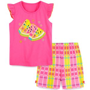 Girl Summer Cotton Outfits Short Sleeveless Tee T Shirt Tank Top Shorts Pant 2PC Set 2-7 Years L2405
