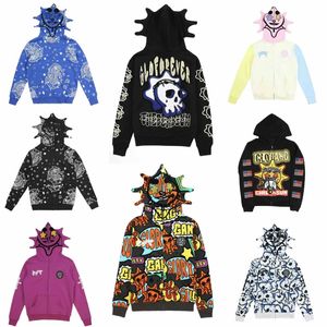 Gothic Punk Sweatshirt Streetwear Women Print Long Sleeve Hoodies Casual Zipper Jacket Hooded Tops Y2K Skull Unisex Cardigan 240510