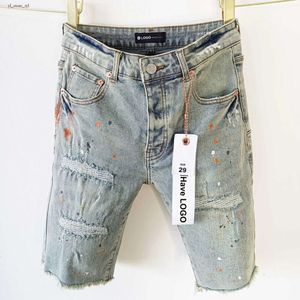 Purples Purples jeans designer jeans shorts shop hop hop casual ginocchio corto lenght jean abbigliamento estivo denim uomini strappato patch vintage patch shorts 213