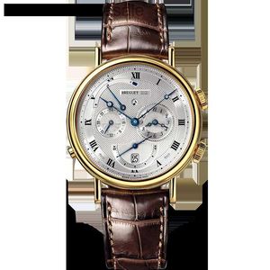 Högkvalitativ Breguat Automatiska klockor AAA Senior Boutique Classic 18K Automatisk mekanisk klocka Mens Watch 5707BA Time Zone
