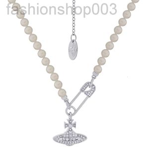 Desginer Viviane Westwood Empress Dowager Dowagers Pin Saturn Pearl Necklace Womens Full Diamond Pin Saturn Collar Chain Highバージョン1-1