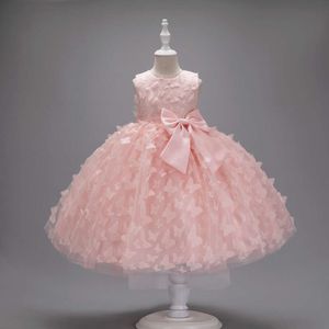 Düğün Tül Kelebek Aplike için Yeni Çiçek Kız Elbise Yay Kolsuz Prenses Çocuk Doğum Günü Partisi Model Pist Elbiseleri L2405