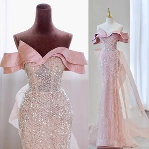 Sukienki imprezowe jednorodne cekinowe suknie wieczorowe Slim Mermaid Long gospodarz Ball Bride Wedding Bankiet Plus Dostosowanie rozmiarów