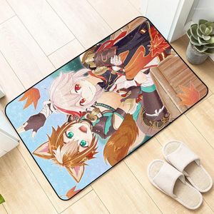 Carpets Game Genshin Impact Gorou & Sangonomiya Kokomi Floor Mat Carpet Decor Bedroom Anti-slip Rugs Anime DIY Doormat Kitchen Mats