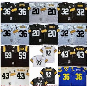 NCAA 2005 Vintage 92 Harrison Football Trikot Retro Stich 32 Franco Harris 36 Jerome Bettis 59 Jack Ham 20 Rocky Bleer 43 Troy Polamalu Trikots bestickt