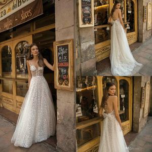 Tulle Beach Berta Wedding Dresses V Neck spets Appliced ​​Boho Holiday Bridal Gowns A Line Robe de Mariee