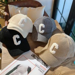 ファッションコーデュロイ野球キャップレディースレターCスナップバックハット女性ショッピングドレスアップ調整可能なカジュアルキャップヒップホップハット2022 NEW