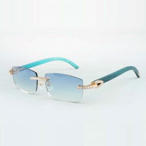 Infiniti occhiali da sole diamanti Frame 3524012 con bastoncini di legno verde acqua e lente da 56 mm 3028