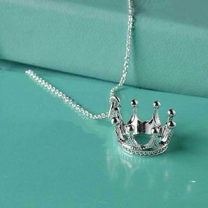 Designer's Brand Crown Necklace 925 Sterling Silver Plated 18K gold-plated crown necklace pendant collarbone chain