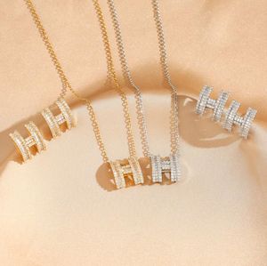 Dangle & Chandelier Titanium Steel Necklace, Female Zircon Letter, Light Luxury Earrings, High Quality Collar Chain, Necklace Decoration, Earrings