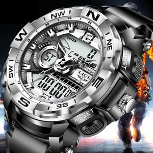 Armbandsur Lige Top Luxury Watches Men Military Army Mens Watch Waterproof Sport Wristwatch Dual Display Man Relogio Masculino 2021 235Z