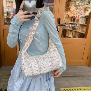 Бережь шнурки летняя цветочная сумка для плеч для женщин плиссированная милая литературная модная подмышка к корейскому стилю элегантная сумочка