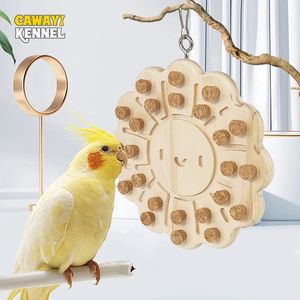 Wooden Sun Shaped Parrot Chewing Toy Educational Supplies for Small Pet Birds Hamster Cage Toys Hanging 240515