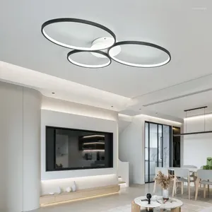 Ceiling Lights Simple Round LED Linear Lamps Nordic Minimalist Study Living Room Decor Modern Creative Ring Chandeliers