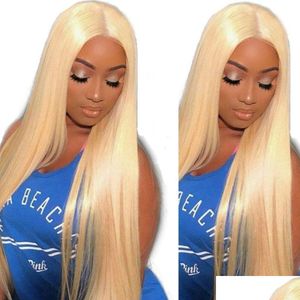 Lace Wigs 613 Blonde Straight Body Wave Front 100% Human Hair For Women Pre Plucked With Baby Drop Delivery Products Dhqzp