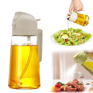 Kitchen Spray Dispenser and Pour in Sprayer Cooking oz ml Glass Oil Bottle for Air Fryer Salad Frying BBQ White pcs