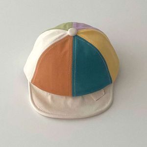 韓国のインススタイル野球帽いか調整可能な綿ピークキャップカラフルなパッチワークキッズボーイガールサンバイザー帽子