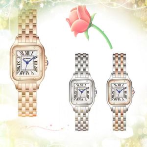 Top Model Square Roman Dial Lady Watches Casual Fine Rostfritt stål Bi Kvinnor armbandsur Rose Gold Luxury Female Watch Gifts 2981