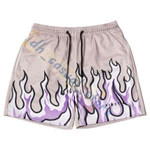 Herren-Shorts Kinetic Mesh atmungsaktiven Männer Fitnessstudio Basketball Running Baggy Flame Print Fashion Summer 984