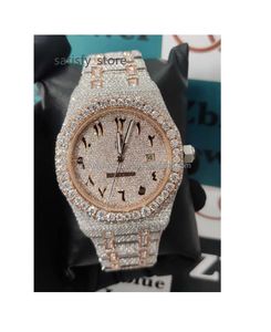 Bester Preis 41mm ICED Out Uhren Luxus automatische Bewegung Edelstahl Eced Hip Hop VVS Moissanite Uhren für Mann Frau