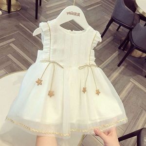 Baby 100% Cotton New Summer Girls Fluffy Gauze Mesh Princess Dress for 1-6 Years Old Little Girl L2405