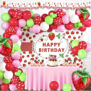 Dekoracja imprezy 138pcs Strawberry Balloon Wreath Arch Arch Red Pink Green Birthday Home Music Festival