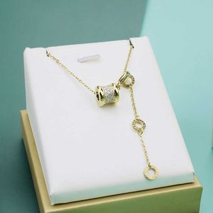 Fashion front designer unique Bulgarly necklace Necklace female design fashionable trend personalized collarbone chain diamond 14K gold jewelry Original logo