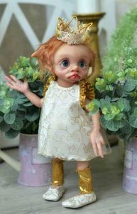 Dolls NPK 17 inch painted finished doll full body soft silicone rebirth fairy elf baby repair collectible art doll S2452307