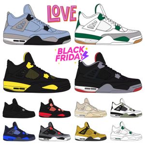 Designer 4 scarpe da basket per uomini donne 4s sneaker militare gatto nero pino verde seafoam bianco oreo thunder thunder unc allevati cacao olive a vela olive da uomo addestratori sportivi sportivi