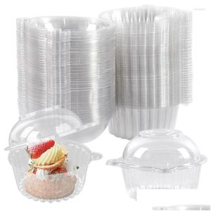 Present Wrap 10/50pcs Cupcake Packaging Box Clear Dessert Donut Muffin Cake Container Holder Wedding Birthday Party Supplies Christmas Dhjag