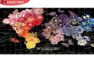 Huacan 5d Diy Diamond Painting Flowers Full Drill Diamond Art Emelcodery World Map Mosaic Home Decor Gift9981916