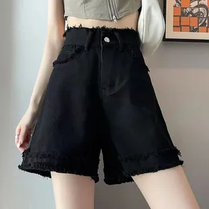 Women's Shorts Womens Black Denim With Pockets Female High Waist A Line Short Pants For Women Summer Jean In White