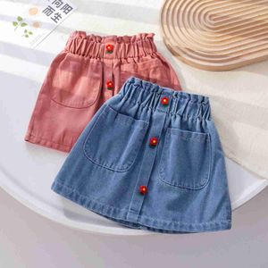 Röcke Röcke Girls Denim Rock Frühling/Sommer 2024 Kindermode Baby Kurzrock Childrens Kleidung Modekleidung für Alter 1 bis 6 WX5.21