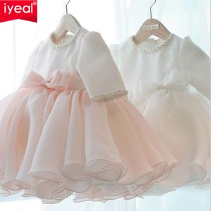Iyeal Princess Baby Dress Bowknot Dresses Children Pageant Party Flower Girl Tutu Gown L2405