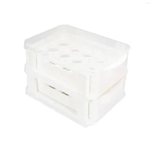 Förvaringsflaskor 2 lager ägghållare klart med handtag kök container färsk låda för skåp skåp bänkskiva skafferi