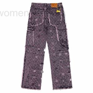 Men's Jeans designer Mens Purple Designer Fashion Distressed Ripped Bikers Hole Denim Straight StrtwearEmbroidered slim fit strt jeans S7BE