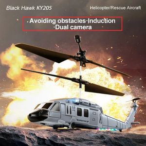 KY205 RC Helikopter Drone 4 Pervaneler 6 Eksen HD Kamera Oyuncakları Kaçınma ile Stabilizasyon İkili İçin Elektronik Jiroskop 240523