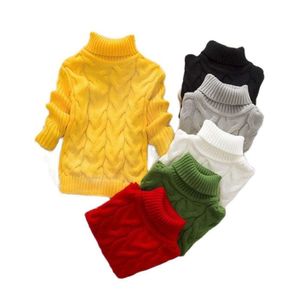 Winter Boy Girl Kid Thick Knitted Toddler Bottoming Turtleneck Shirts Solid High Collar Pullover Sweater T-shirts Coat L2405