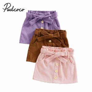 Spódnice spódnice Dziewczęta zwykła A-line krótka spódnica Solidna Elastyczna Talia Sukienka z kieszeniami Brąz/Purple/Pink 1-6T WX5.21