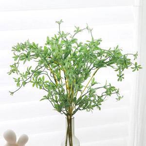 Flores decorativas de 50 cm de planta artificial verde de ramificação longa em árvore plástica caseira vaso de flores arranjo de flores decoração de casamento artesanal