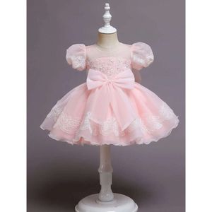 Baby Bow Birthday Princess Elegancka dziewczyna krótka sukienka dla dzieci Formalny wieczorny kostium XH82031 L2405