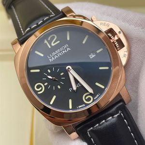 Высококачественный Top Brand Panerxx Lumino Series Mens Mens Hand Classic Универсальный подлинный кожаный ремешок для сапфировых зеркало