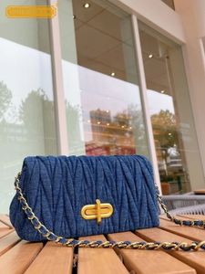 High Street Ladies Denim Single Phound Bag Bag hasp Элегантные офисные женщины клапают сумки модные повседневные слинг -кросс 240520